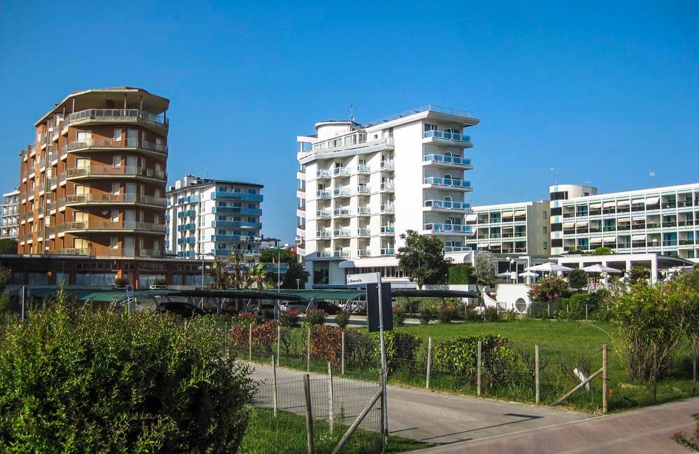 Hotell vid stranden i Bibione