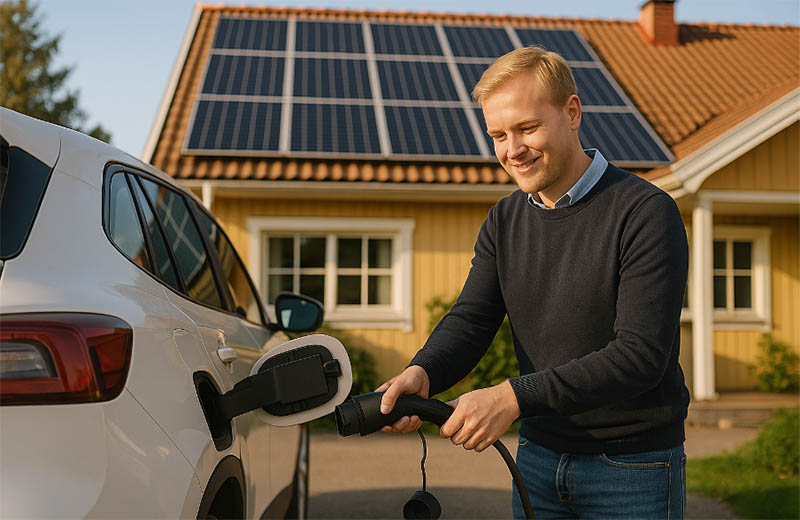 Ladda bilen med solel